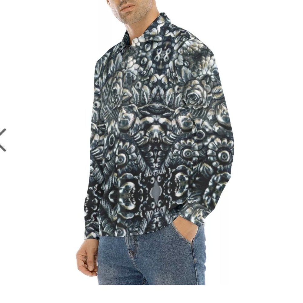 Floral Tiffany Shirt Gothic Mens Size Large Button Up Dress Casual Show Stopper